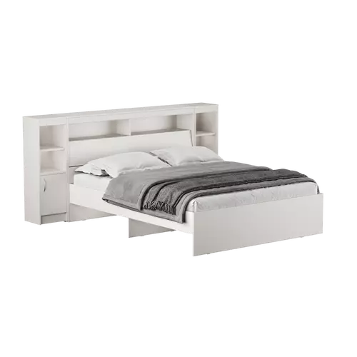 Кровать Виктория Lite XL 160х200 с тумбами (белая), Спальное место: 160х200, Цвет: белый