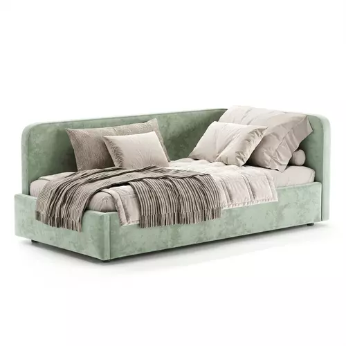 Кровать мягкая угловая София 120x200 с подъемным механизмом, велюр Nebby 029, Спальное место: 120х200, Тип ткани: велюр, Цвет ткани: nebby 029