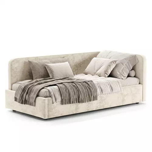 Кровать мягкая угловая София 120x200 с подъемным механизмом, велюр Nebby 001, Спальное место: 120х200, Тип ткани: велюр, Цвет ткани: nebby 001