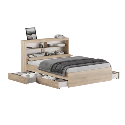 Кровать Виктория Max 160x200 cонома, Спальное место: 160х200, Цвет: сонома