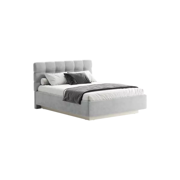 Кровать Prime Soft 140х200 велюр серый, Спальное место: 140х200, Тип ткани: велюр, Цвет ткани: серый