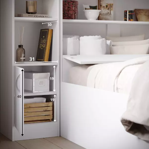 Кровать Виктория Lite XL 160х200 с тумбами (белая), Спальное место: 160х200, Цвет: белый, изображение 10