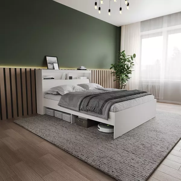 Кровать Виктория Lite XL 160х200 с тумбами (белая), Спальное место: 160х200, Цвет: белый, изображение 9