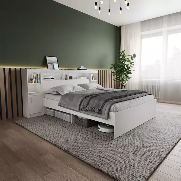 Кровать Виктория Lite XL 180х200 с тумбами (белая), Спальное место: 180х200, Цвет: белый, изображение 11