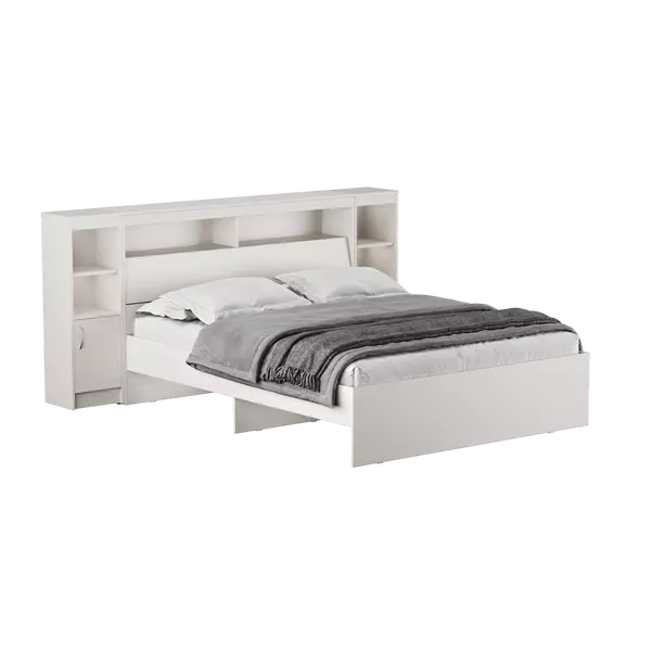 Кровать Виктория Lite XL 140х200 с тумбами (белая), Спальное место: 140х200, Цвет: белый