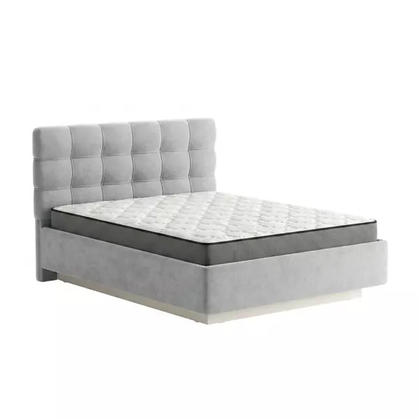 Кровать Prime Soft 160x200 велюр серый с матрасом Мульти Флекс, Спальное место: 160х200, Тип ткани: велюр, Цвет ткани: серый