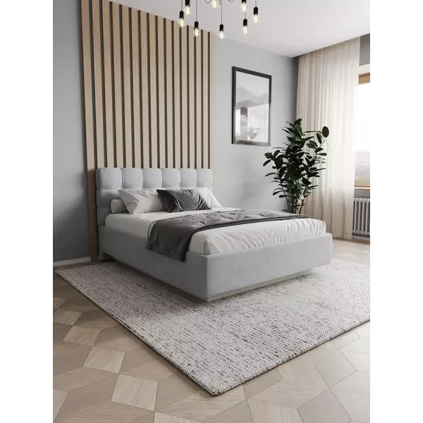 Кровать Prime Soft 180x200 велюр серый с матрасом Мульти Флекс, Спальное место: 180х200, Тип ткани: велюр, Цвет ткани: серый, изображение 7