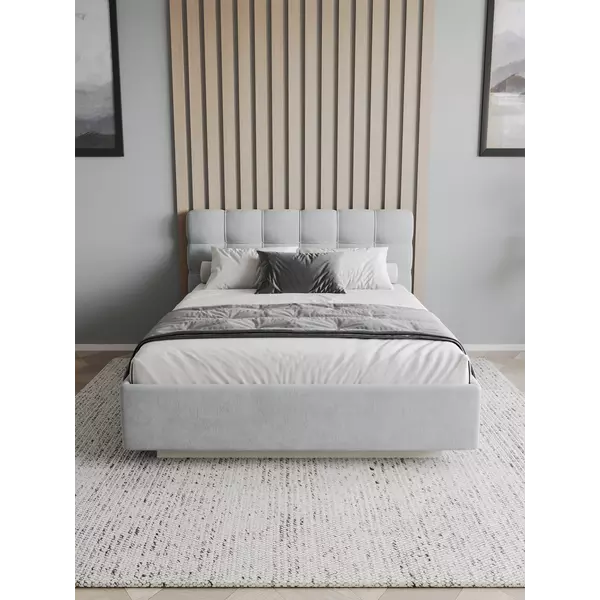 Кровать Prime Soft 140x200 велюр серый с матрасом Мульти Флекс, Спальное место: 140х200, Тип ткани: велюр, Цвет ткани: серый, изображение 8