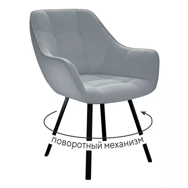 Стул DikLine 252 М поворотный, B22 GREY, ножки черные