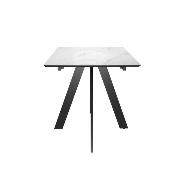 Стол DikLine DKD140 керамика 140(180)х80, Carrara Gloss (мрамор глянец белый), опоры черные (2уп.), изображение 2