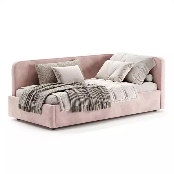 Кровать мягкая угловая София 90x200 с подъемным механизмом, велюр Nebby 325, Спальное место: 90х200, Тип ткани: велюр, Цвет ткани: nebby 325