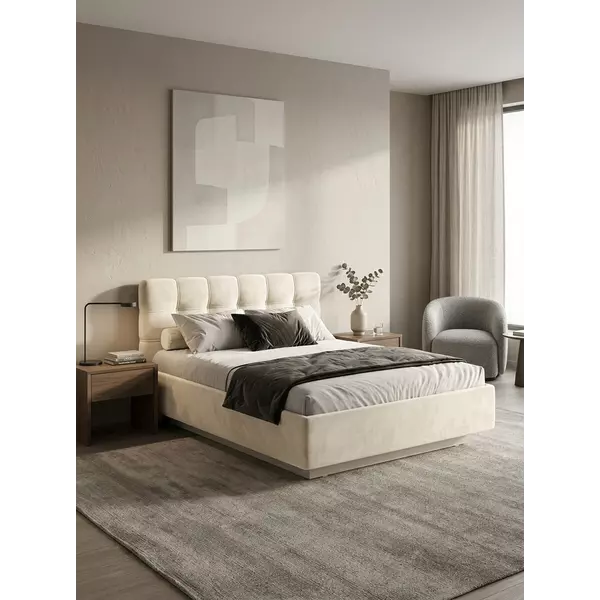 Кровать Prime Soft 140х200 велюр белый, изображение 7
