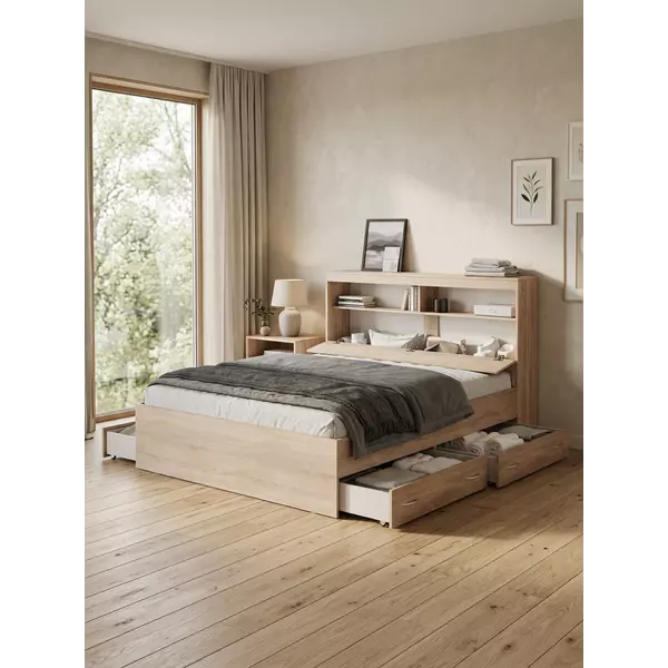 Кровать Виктория Max 160x200 cонома, Спальное место: 160х200, Цвет: сонома, изображение 2