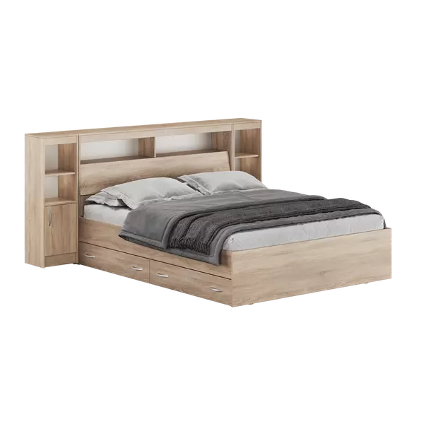 Кровать Виктория XL 180х200 с тумбами (сонома), Спальное место: 180х200, Цвет: сонома