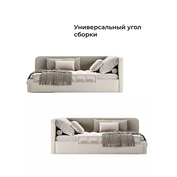Кровать мягкая угловая София 120x200 с подъемным механизмом, велюр Nebby 001, Спальное место: 120х200, Тип ткани: велюр, Цвет ткани: nebby 001, изображение 7