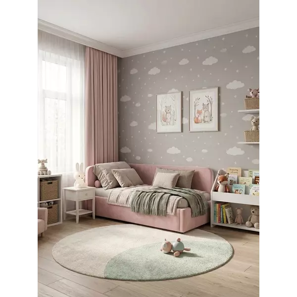 Кровать София 90х200 (велюр розовый), изображение 6
