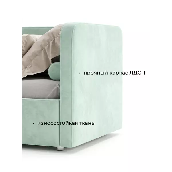 Кровать София 90х200 (велюр тиффани), изображение 4