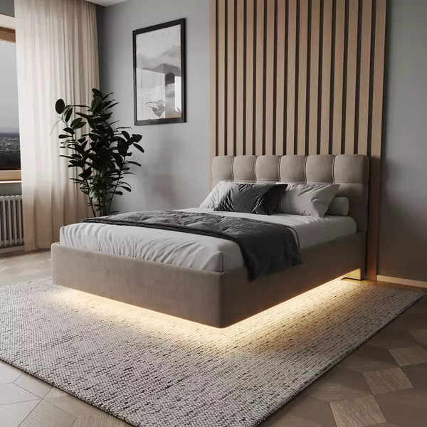 Кровать Prime Soft 140х200 велюр мокко, Спальное место: 140х200, Тип ткани: велюр, Цвет ткани: мокко, изображение 2
