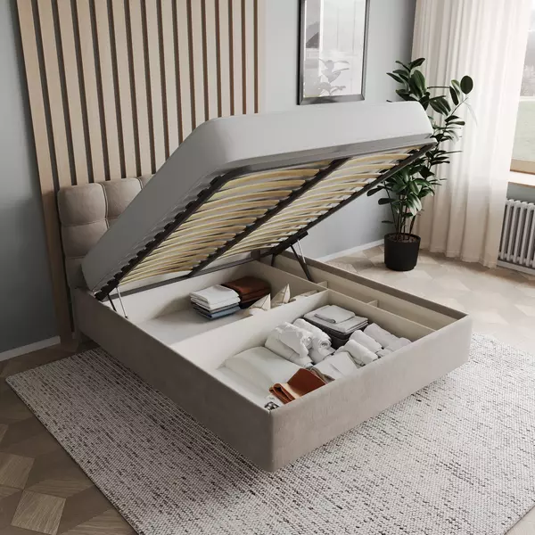 Кровать Prime Soft 180х200 велюр мокко, Спальное место: 180х200, Тип ткани: велюр, Цвет ткани: мокко, изображение 3