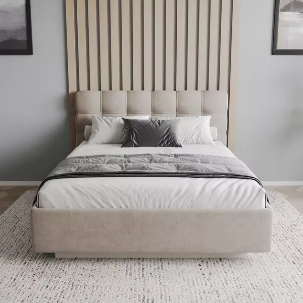 Кровать Prime Soft 140х200 велюр мокко, Спальное место: 140х200, Тип ткани: велюр, Цвет ткани: мокко, изображение 4