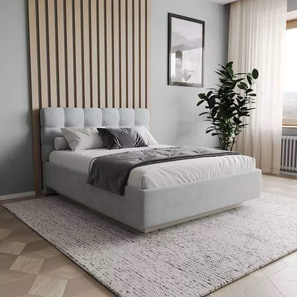 Кровать Prime Soft 180х200 велюр серый, Спальное место: 180х200, Тип ткани: велюр, Цвет ткани: серый, изображение 5