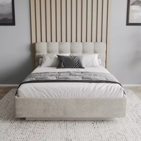 Кровать Prime Soft 180х200 шенилл бежевый, Спальное место: 180х200, Тип ткани: шенилл, Цвет ткани: бежевый, изображение 3