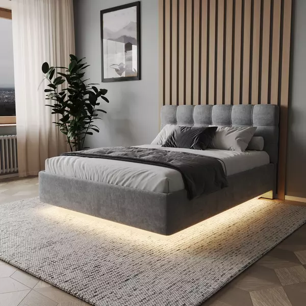 Кровать Prime Soft 160х200 шенилл серый, Спальное место: 160х200, Тип ткани: шенилл, Цвет ткани: серый, изображение 2